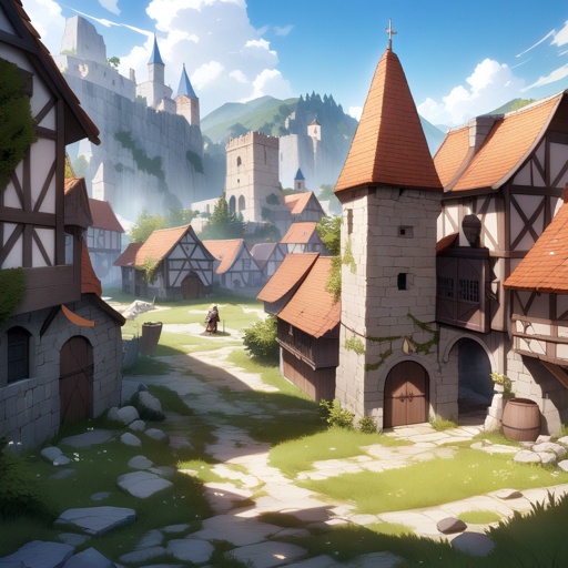 Ruins, medieval village, JRPG environment