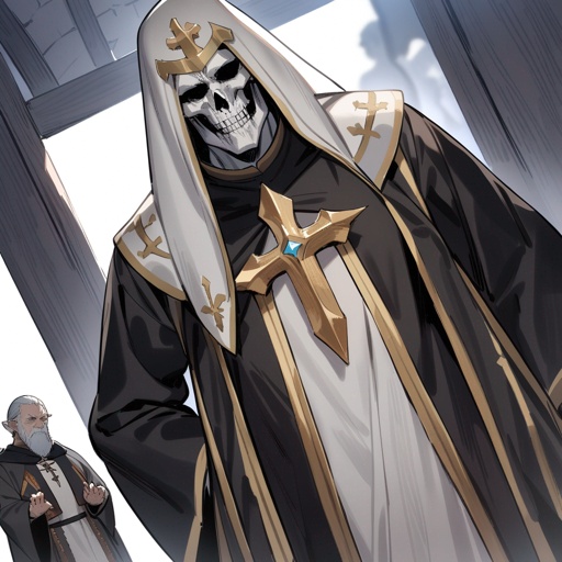 One middle aged man+++, medieval great priest of the dead